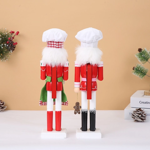 Casse-Noisette Soldat Chef Cuisinier En Bois Figurines Décoration De Table Festive Ornement De Noël Traditionnel