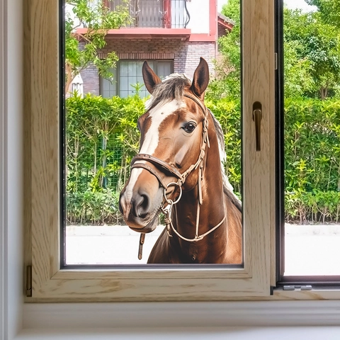 Horse Head Visual Window Sticker PVC Static Cling Wall Decal Animal Creative Home Decoration Mural Bedroom Art