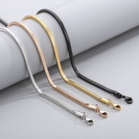 Stainless Steel Snake Bone Chain Necklace Minimalist Punk Hip Hop Fashion Jewelry For Men Women Lobster Clasp
