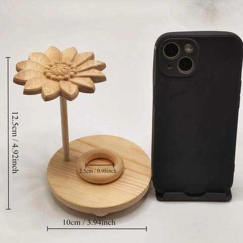 Sunflower Wooden Essential Oil Diffuser Base Pine Wood Aroma Diffusing Display Stand Home Office Desk Decor Natural Style