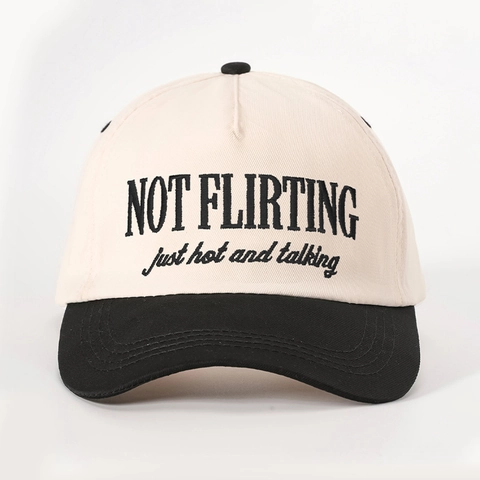 Baseball Cap Embroidered Not Flirting Slogan Color Block Sunshade Curved Brim Adjustable Retro Hat For Men Women