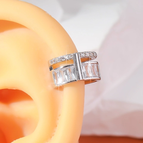 Mode Kupfer Strass U-Form Ohrmanschette Ohne Piercing Geometrische Ohrringe Für Damen Gold Silber Galvanisiert Eleganter Schmuck