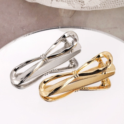 Elegante Metalen Strik Haarclip Eendenbek Haarspeld Onregelmatig Gedraaid Minimalistische Haaraccessoires Voor Dames