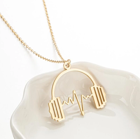Collar Con Colgante De Auriculares De Acero Inoxidable Tema Musical Latido Hip Hop Joyas Para Hombre Y Mujer