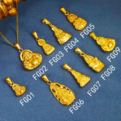 Boeddha Hanger Ketting Verguld Roestvrij Staal Religieus Guan Yin Maitreya Retro Spirituele Sieraden Cadeau Voor Heren Dames