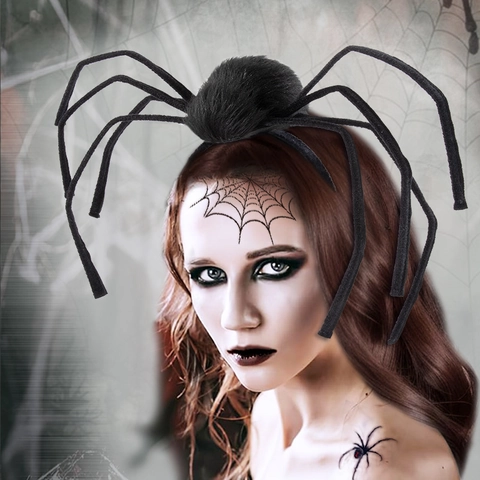Halloween Araignée Serre Tête Peluche Velours Jambes Pliables Gothique Party Costume Accessoires Pour Femmes Filles