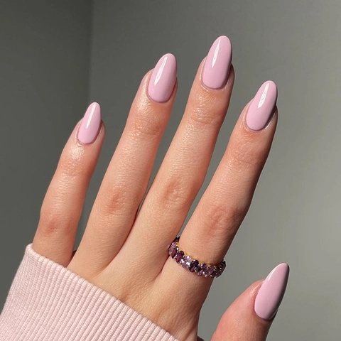 Simple Solid Color Press On Nails Short Almond Shape Taro Purple ABS Plastic DIY False Nail For Women Daily Manicure
