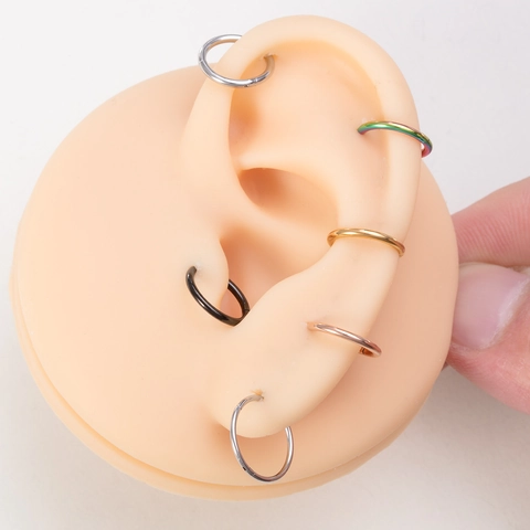 Hinged Segment Ring Nose Hoop Earrings Surgical Stainless Steel Septum Clicker Seamless Body Piercing Jewelry Unisex