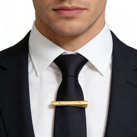 Pince à Cravate en Cuivre Business pour Hommes Rayures Géométriques Minimaliste Accessoires de Costume Formel Mariage Bijoux