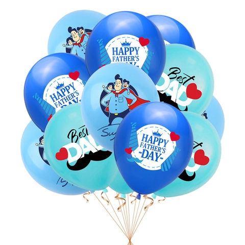 Happy Fathers Day Balloons Round Latex Printed Blue Super Dad Best Dad Party Decoration Supplies Home Celebration