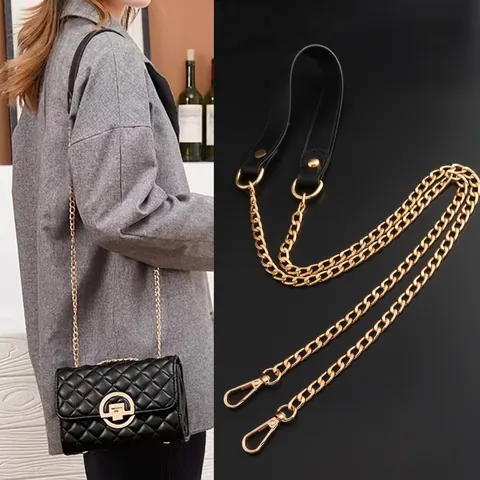 Replacement Bag Strap PU Leather Metal Chain Shoulder Crossbody Handbag Accessories Lobster Clasp Fashion Elegant