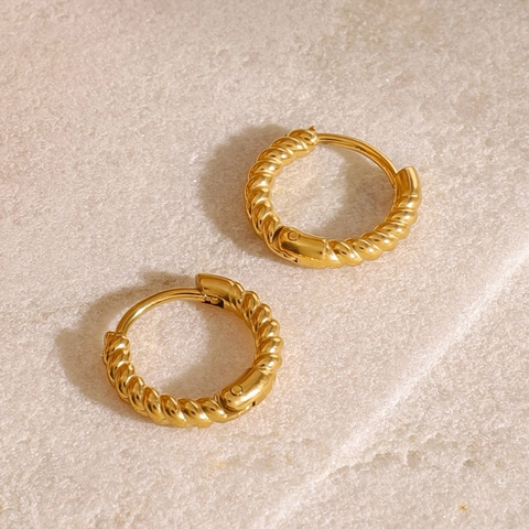Twisted Hoop Earrings For Women Stainless Steel 18K Gold Plated French Vintage Geometric Waterproof Hypoallergenic Jewelry