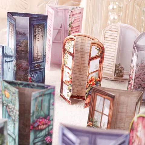 Adesivi per Scrapbooking in Stile Vintage a Forma di Finestra e Porta per Fai da Te Diario Retro Story Materiale Decorativo