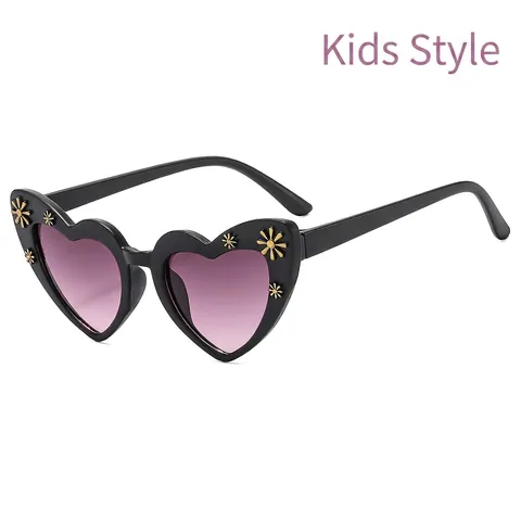 Gafas De Sol Con Forma De Corazón Para Niños Protección UV400 Lentes Degradadas Decoración De Flores Lindas Para Niñas
