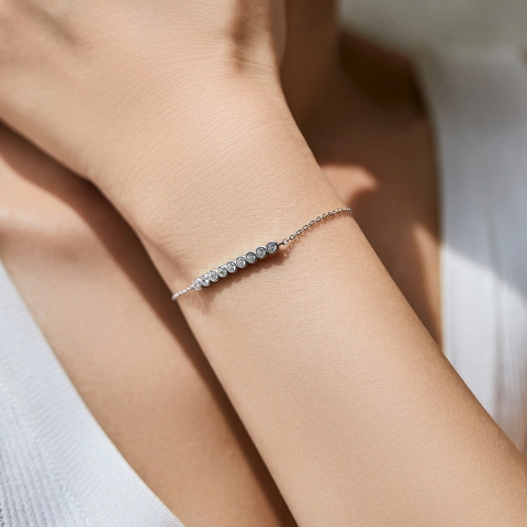 Moissanite Bracelet 925 Sterling Silver Round Brilliant Cut D Color VVS1 Minimalist Fashion Jewelry For Women Adjustable
