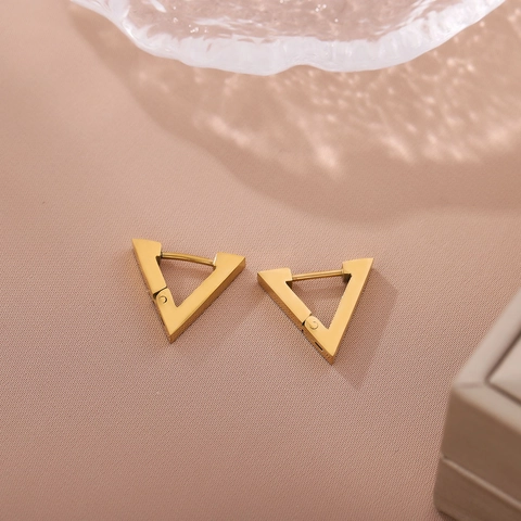 Minimalist Triangle Hoop Earrings Stainless Steel Geometric Gold Color Huggie Style Fashion Jewelry Unisex