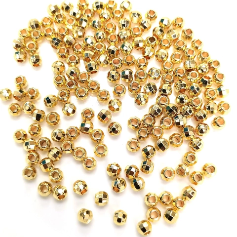 Copper Laser Faceted Beads Gold Plated Loose Spacer Beads For DIY Jewelry Making Bracelet Necklace Findings