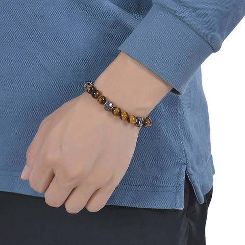 Natural Stone Stainless Steel Beaded Bracelet Adjustable Extension Chain Fashion Jewelry For Men Women