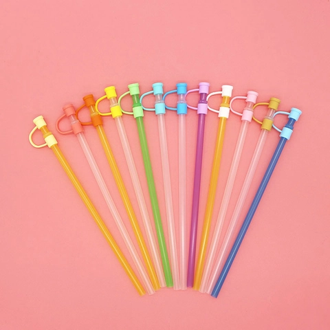 Siliconen Rietje Covers Cap Stofdicht Herbruikbaar Effen Kleur Drinken Accessoire Draagbaar