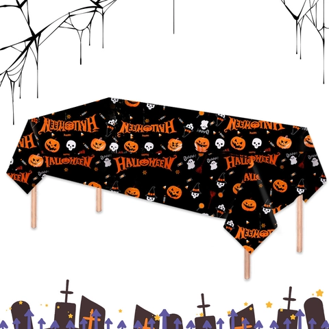 Halloween Ghost Pumpkin Tablecloth PE Plastic Disposable Table Cover For Haunted House Party Decorations Rectangular Tablecloth