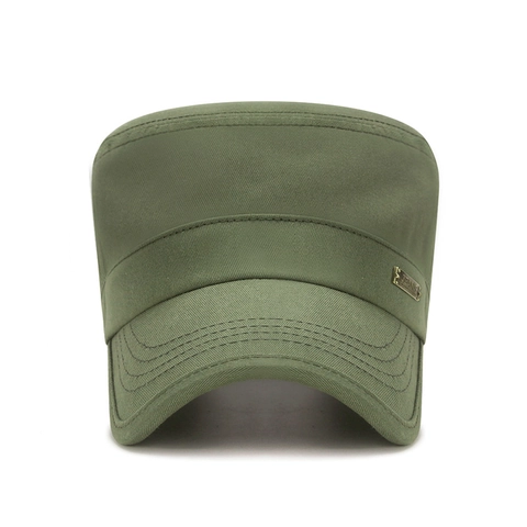 Heren Katoen Canvas Cadet Cap Vintage Militaire Platte Pet Zonbescherming Ademend Verstelbaar Sport Outdoor