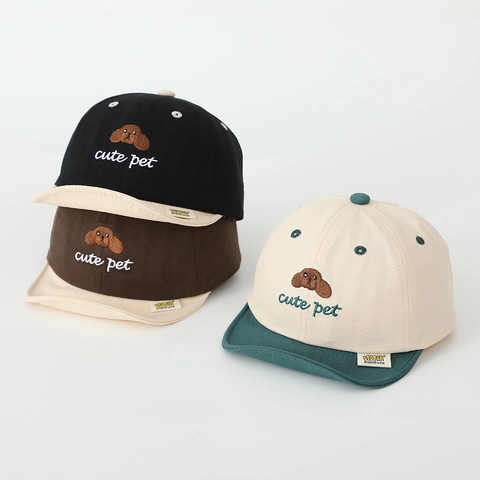 Cappello Da Baseball Bambini Cotone Tesa Morbida Cartone Animato Cane Ricamo Protezione Solare Cappello Traspirante