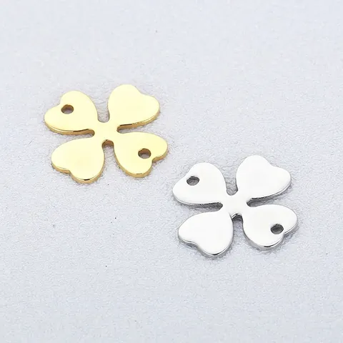 Dijes Conector Trébol De Cuatro Hojas Acero Inoxidable Joyería DIY Accesorios Colgantes Flor De La Suerte