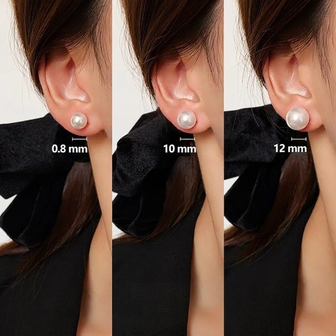 Artificial Pearl Stud Earrings Simple Round Imitation Artificial Pearl Jewelry With Silver Earring Post For Women Office Daily Elegant Style