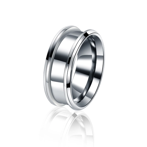 Anillo De Acero Inoxidable Banda Doble Ranura Biselada Pulida Joyería De Moda Hip Hop Simple Para Hombres