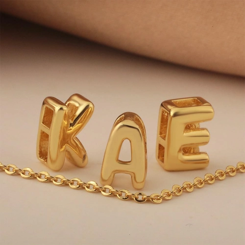 3D Palloncino 26 Lettere Alfabeto Ciondoli Rame 18K Oro Argento Placcato DIY Gioielli Accessori Piccoli Charms Per Regalo Donna