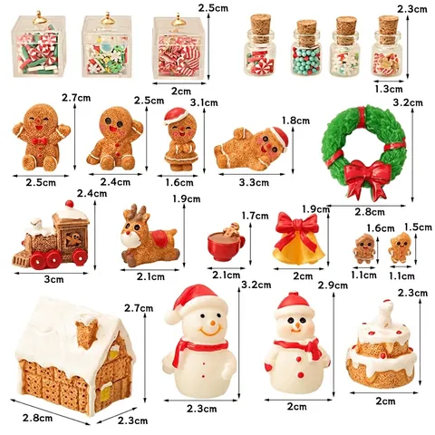 Decorazione Miniatura Casa Bambole Natale Resina Plastica Omino Pan Zenzero Pupazzo Neve Renna Ghirlanda Ornamenti Micro Paesaggio