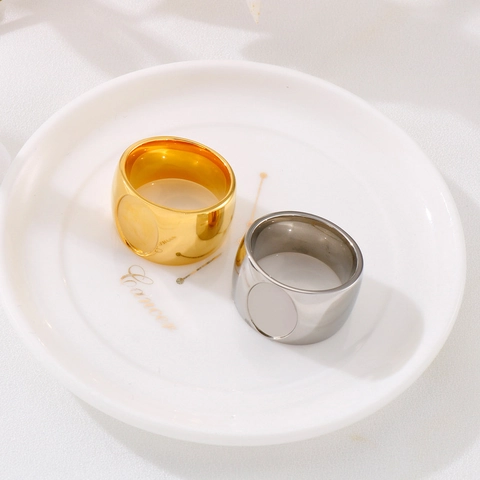 Anillo De Sello De Acero Inoxidable Para Hombres Minimalista Ovalado Pulido Joyería De Moda