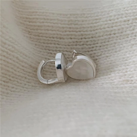 Pendientes De Botón Corazón Plata De Ley 925 Con Incrustación Concha Blanca Estilo Coreano Minimalista Joyas Mujer
