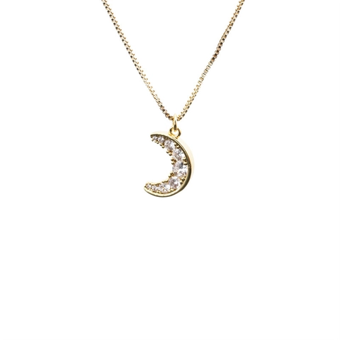 Collana Con Pendente Stella E Luna Celeste Rame Placcato Oro Con Zirconia Elegante Catena A Scatola Gioielli Da Donna