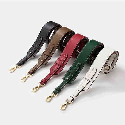 Wide Shoulder Strap Cowhide Leather Adjustable Replacement For Crossbody Handbag Litchi Pattern Metal Hardware