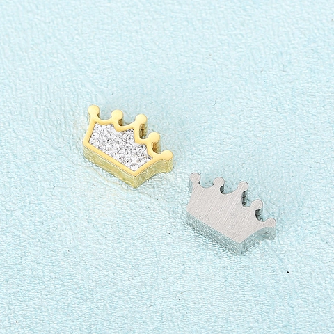 Colgante De Corona De Acero Inoxidable Con Diamantes De Imitación Dijes Exquisitos Estilo Reina Para Collar Pendiente DIY