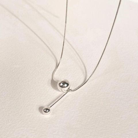Collana Argento Sterling 925 Pendente Perla Geometrica Catena Serpente Gioielli Chic Minimalisti Da Donna