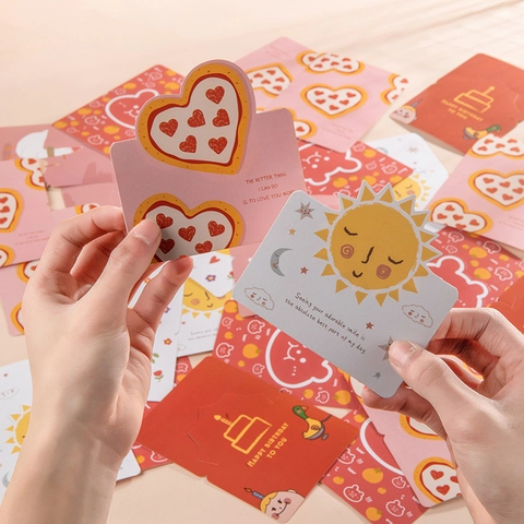 Cartoon Creative Folded Greeting Card Heart Birthday Sun Duck Bear Sheep Strawberry Blessing Message Card For Wedding Party