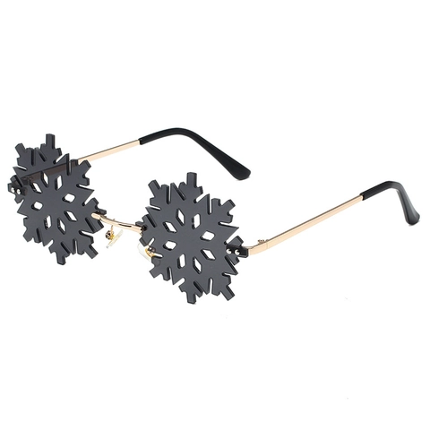 Lunettes De Soleil Sans Monture En Forme De Flocon De Neige Cadre Métallique Lentille PC Protection UV400 Fête