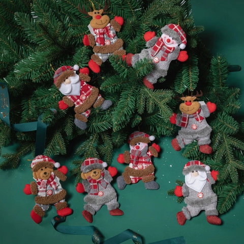 Addobbi Natalizi In Peluche Bambole Appese Babbo Natale Pupazzo Di Neve Renna Orso Tessuto Stile Nordico Decorazioni Per Alberi