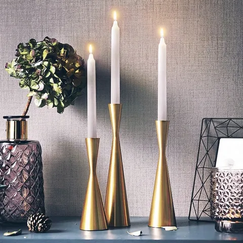 Vintage European Stainless Steel Candle Holder Roman Table Decor Luxury Gold Bronze Metal Taper Candles Holder For Wedding Party Dinner Home Ornaments