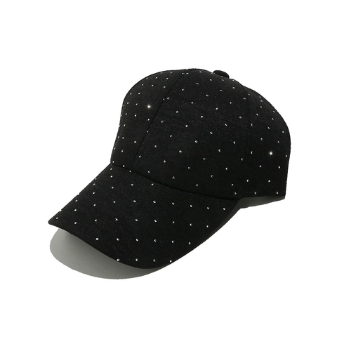 Casquette De Baseball En Strass Polyester Étincelant Motif Ciel Étoilé Protection Solaire Visière Courbée Chapeau Mode Femme