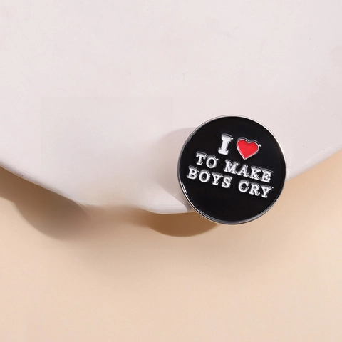 Pin In Smalto Di Lega Distintivi Cuore Rotondo Nero Rosso Slogan Citazione Punk Y2K Accessorio Moda Per Zaino Giacca