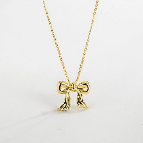 Elegante Collana Con Fiocco In Rame Placcato Oro Catena Per Clavicola Delicata Minimalista Gioielli Versatili Da Donna Quotidiano