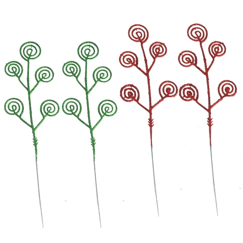 Weihnachten Spirale Glitzer Picks Kunststoff Ornamente Zweige Für Weihnachtsbaum Dekoration Festlich DIY