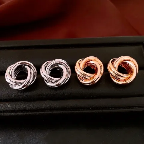 Orecchini A Lobo Minimalisti Geometrici Con Nodo A Spirale E Perno In Argento Sterling 925 Gioielli Di Moda In Metallo Donna