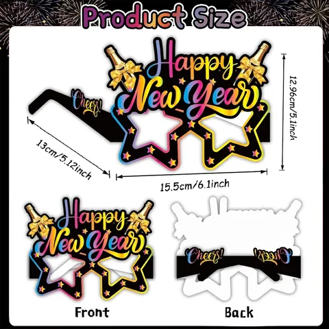 Neujahrs-Partybrille Papier Deko Brille Fotorequisiten 2026 Feier Festliches Zubehör Bunte Designs