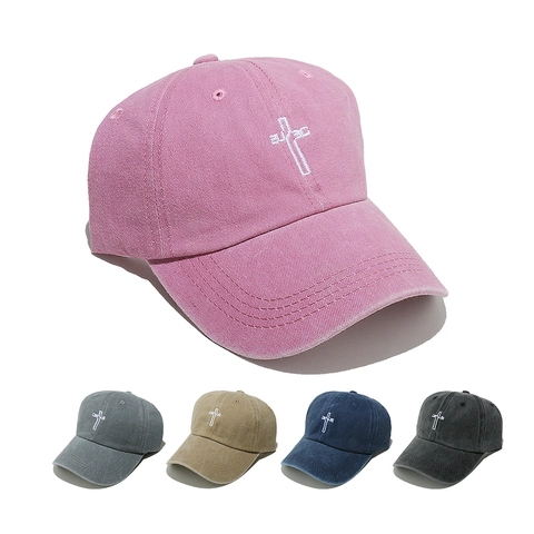 Gorra De Béisbol De Algodón Lavado Con Bordado De Cruz De Jesús Vintage Ajustable Sombrero De Sol Retro Para Hombre Y Mujer