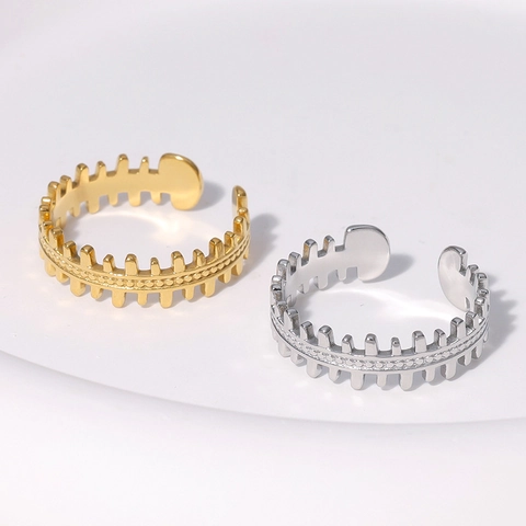 Anello Aperto In Acciaio Inossidabile Per Donna Design Geometrico Minimalista Lisca Di Pesce Regolabile