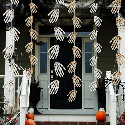 Ghirlanda Mano Di Scheletro Halloween Decorazione Sospesa In Cartoncino Ornamento Per Festa Casa Stregata Atmosfera Horror